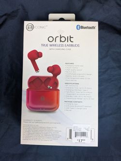 NEW Biconic Orbit True Wireless Earbuds (Red) - Works w/ Siri/Google
