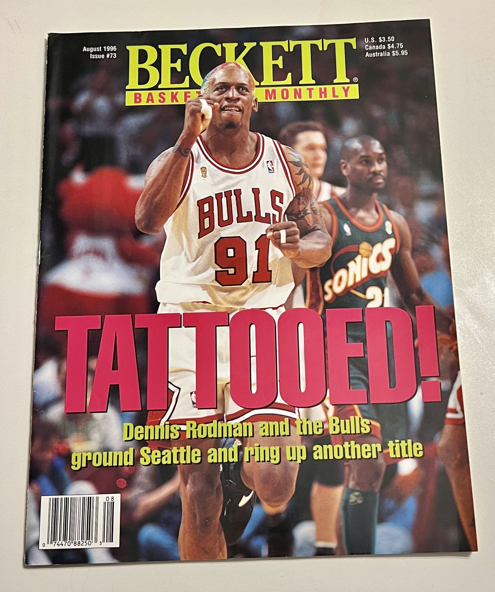  Basketball Beckett Monthly Magazine August 1996, Issue # 73 with Dennis Rodman on cover 