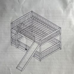 Full Over Full Bunk Bed With Slide (Mattresses Included!)
