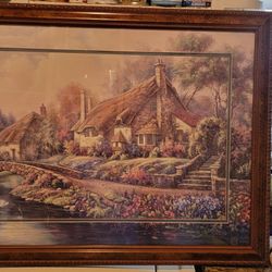 Carl Valente "Village of Selworthy" Framed Print Cottage Landscape