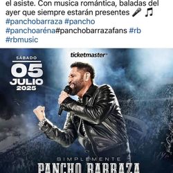 2 tickets Pancho Barraza concierto