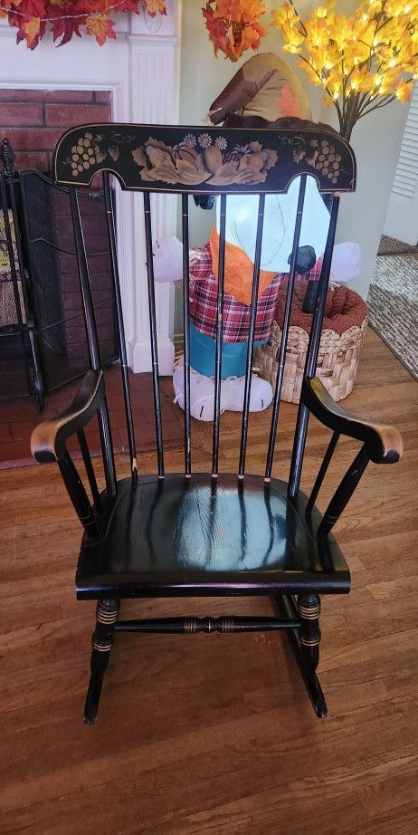 Rocking Chair W/ Stenciled Gold Fruit