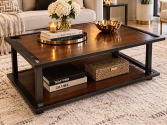 Industrial Wood and Metal Coffee Table