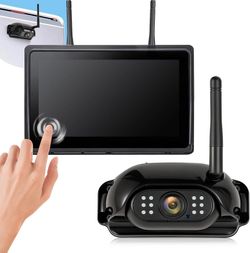 RV Backup Camera System Wireless 7" 1080P Touch Screen DVR Rear View Camera Compatible with Furrion Pre-Wired Plug, IP69K Waterproof Night Vision Came