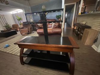 Tv stand with mount that rotates and adjusts
