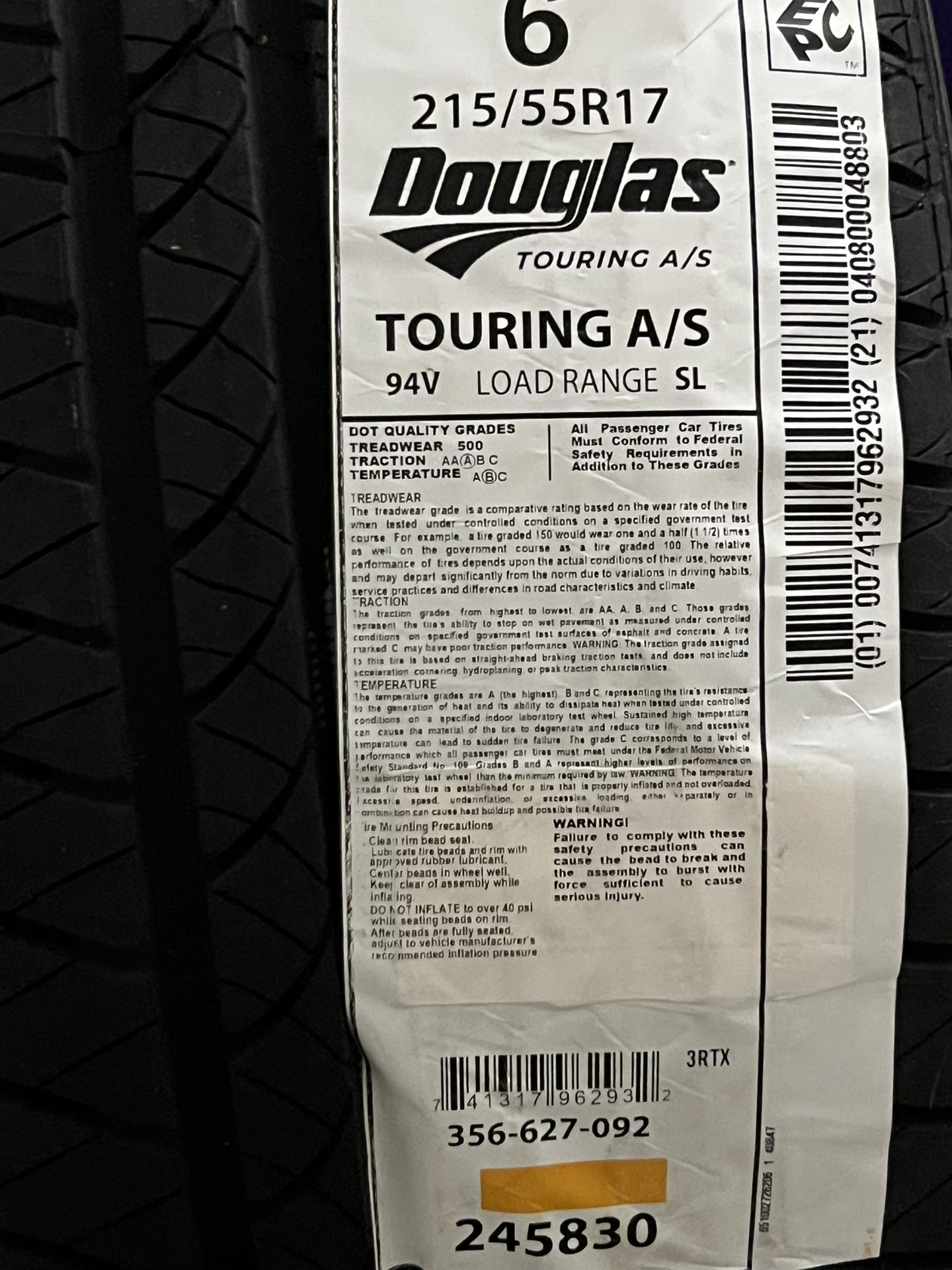 Tire Sz 215/55r17