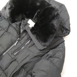 Michael Kors Designer puffer coat. Black. Size S women's long jacket. Retail $350. Removable hood, belt