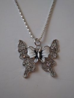 New silver plated butterfly necklace