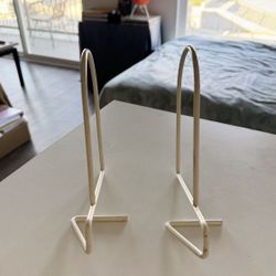 2pcs White Metal Clamped Bookends for Shelves