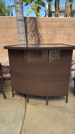 Wicker Console/ serving bar