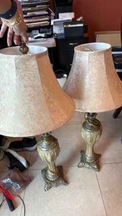 two vintage lamps with lampshade