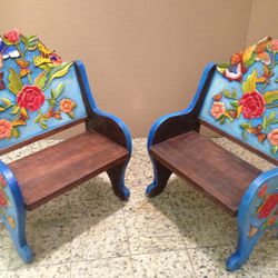 New Butterfly Wood Benches Artisan Made Mexico