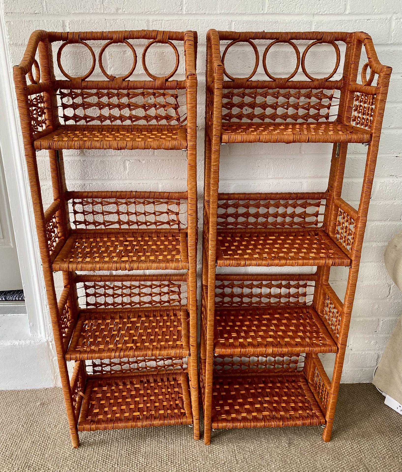 Vintage Wicker/Rattan Folding Shelves