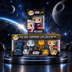 Star Wars Funko Pop! Retro Target Exclusives Bundle – 4-Pack + Ben Kenobi