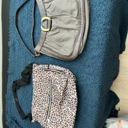 Zippered Leopard Print Handbag And Cotton Handbag