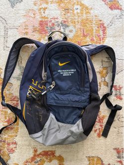 Nike Men’s Navy Blue & Gray Backpack with Yellow Accents
