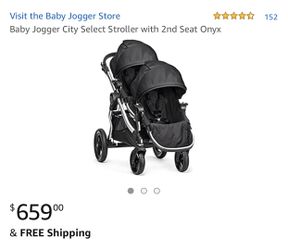 Baby jogger city select double stroller with extras