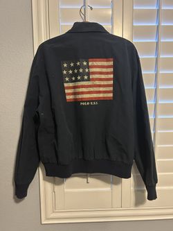 VTG RETRO 90’S POLO RALPH LAUREN AMERICAN FLAG USA BLUE FULL ZIP UP SIZE XL