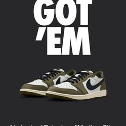 Jordan 1 Low medium Olive Size 14