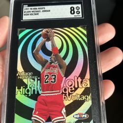 1997-98 NBA Hoops Michael Jordan High Voltage Refractor SGC 8 