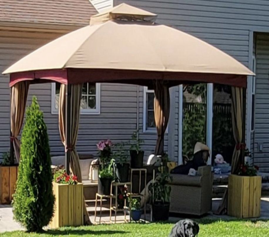 allen + roth 10-ft x 12-ft Brown Gazebo with Soft Top roof and sidewall (Screen Included)