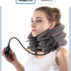 S Cervical Neck Traction Device for Instant Neck Pain Relief - Inflatable & Adjustable Neck Stretcher Neck Support Brace, Neck Traction Pillow for Hom