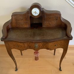 Antique Belle Epoque French Desk With Porcelain Clock (late 1800’s)