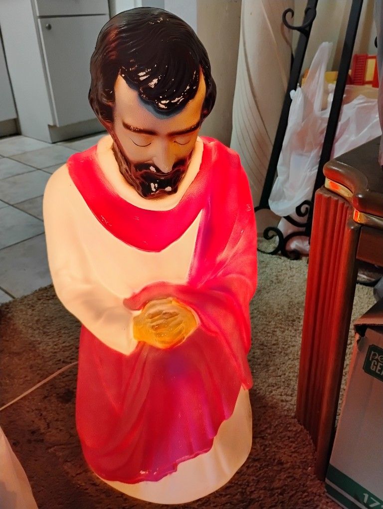 Vintage 1980's Empire Blow Mold Christmas Nativity Joseph 27" Figure Works