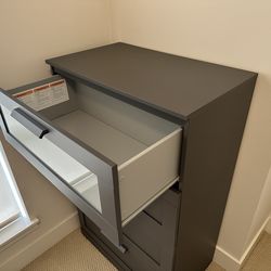 IKEA BRIMNES 4-Drawer Dresser - Gray / Frosted Glass