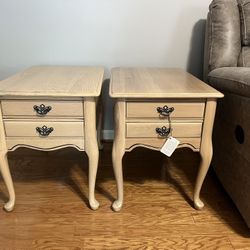 Two Wood Side Tables Refurbished 