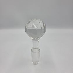 Val St. Lambert Round Diamond Cut Glass Crystal Decanter Topper Stopper No. 187