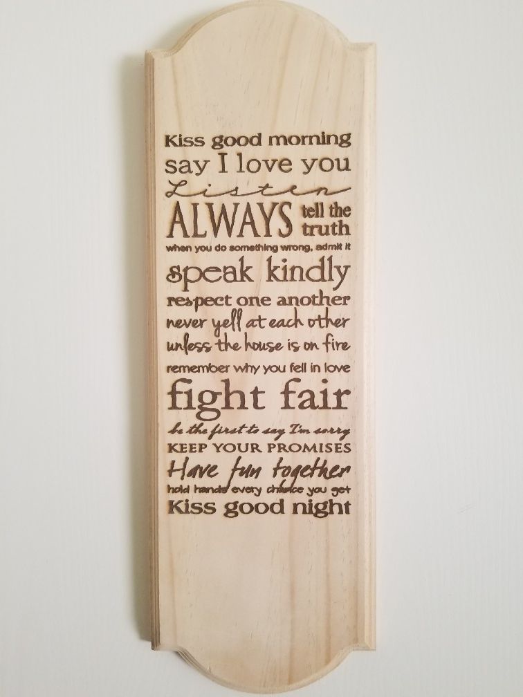 Hand made laser engraved signs