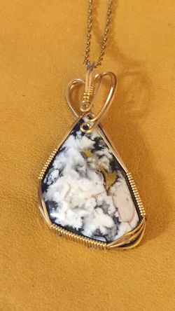 Wire wrapped glass necklace