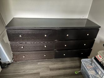 Pending - Black 6-Drawer Double Dresser with Glass Top
