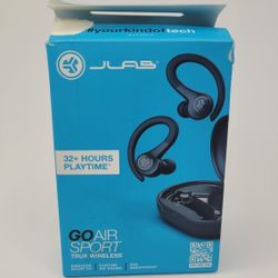 JLab JBuds Go Air Sport True Wireless Bluetooth Earbuds with Charging Case Black
