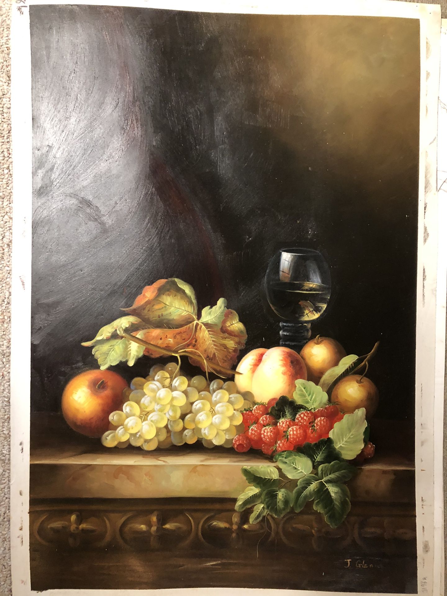 Fruit and wine oil painting