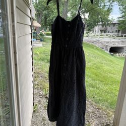 Urban Outfitters Black Eyelet Midi Dress Medium