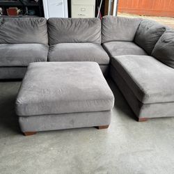 Gray sectional W Large Ottoman 