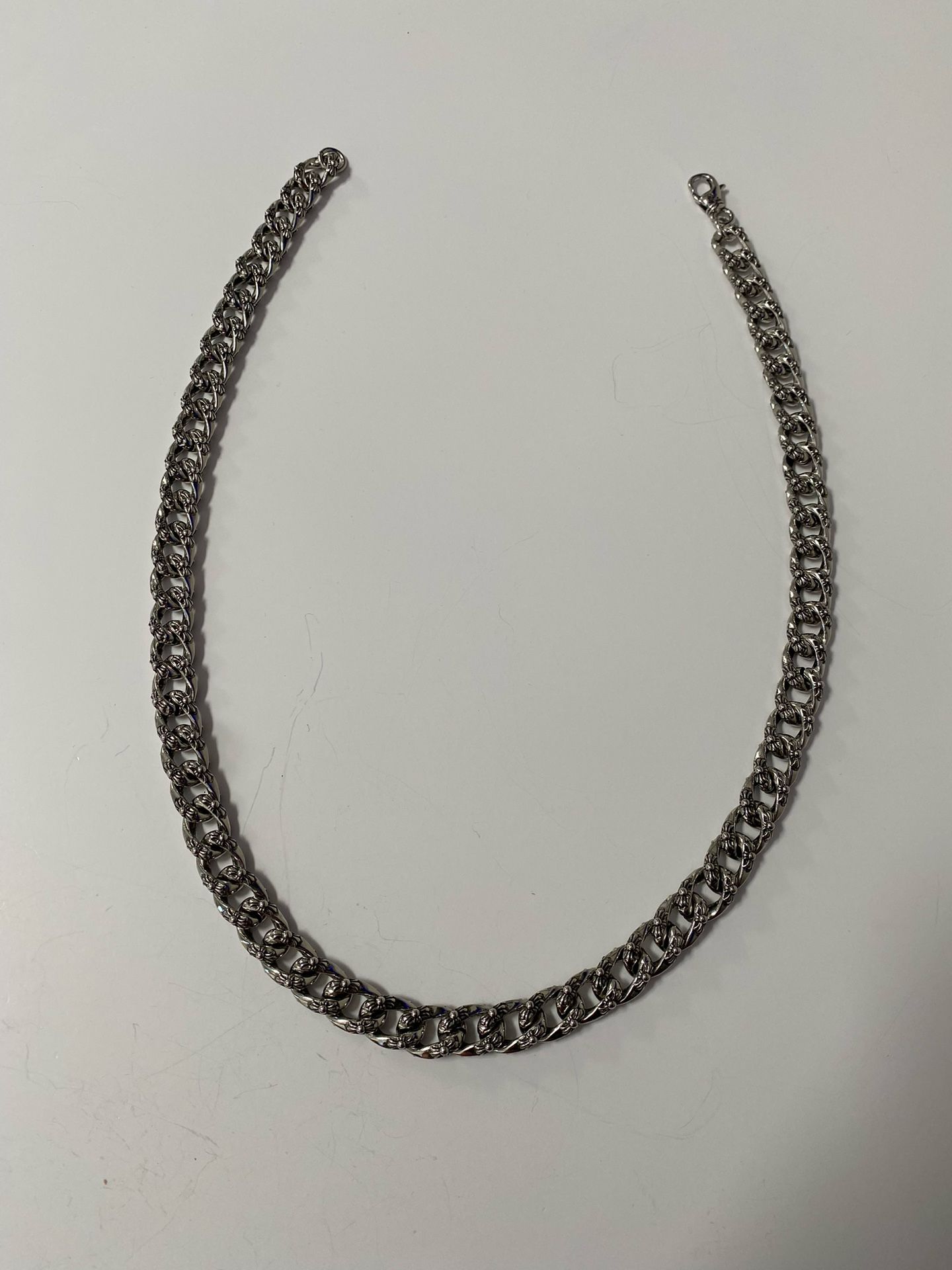 Chrome Hearts Necklace Silver Cuban Cross Chain