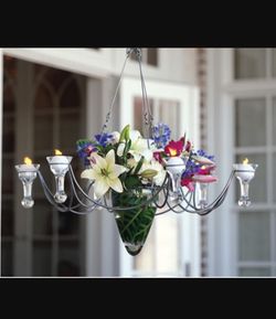 Vase and Candle Wrought Iron Chandelier 