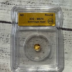 ICG MS 70 GOLD EAGLE HEAD 1/500th Round