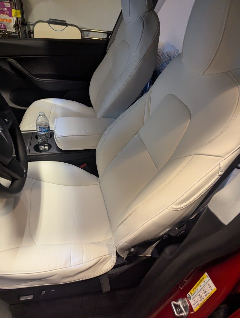 Tesla Model Y White Seat Covers 5 Seater