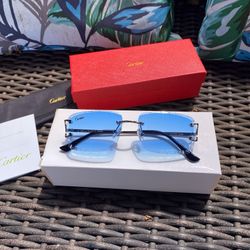 Cartier C Frame Sunglasses Blue & Silver