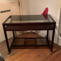 Desk- Wood And Heavy Glass