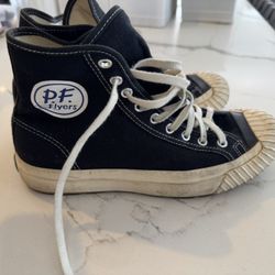 VINTAGE STYLE PF FLYERS MEN SIZE 7 WOMEN SIZE 8.5 SHOES TRAINERS SNEAKERS GROUNDER HI - BLACK