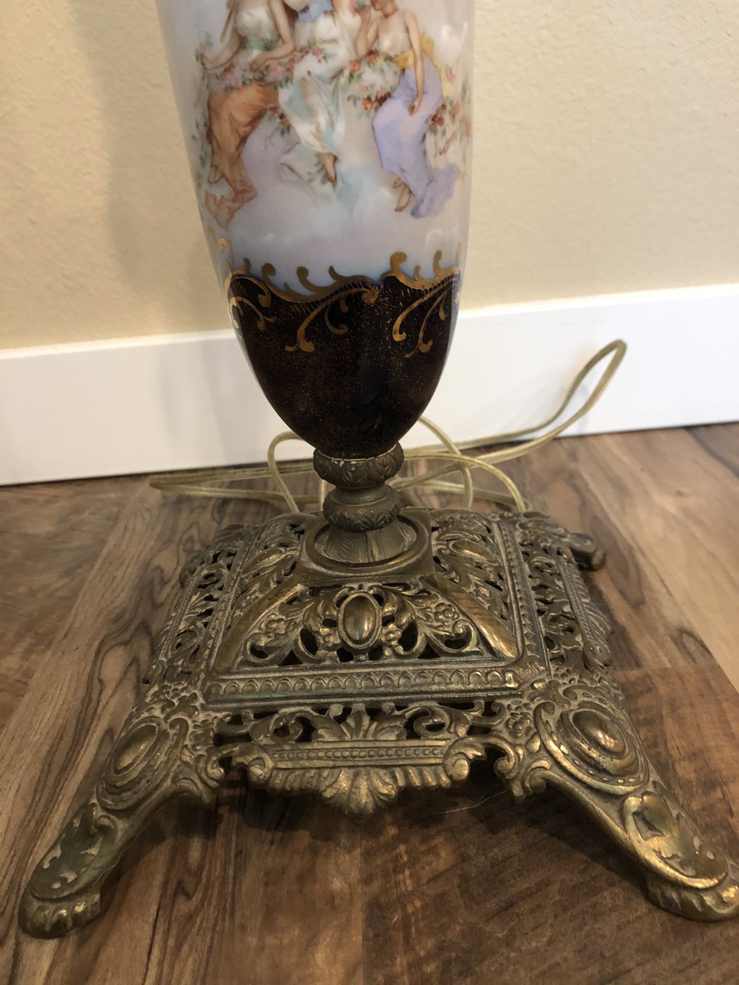 Antique Porcelain and Brass Lamp
