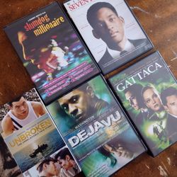 5 DVD Collection- Unbroken Seven Pounds Gattica Deja Vu Slumdof Millionaire 