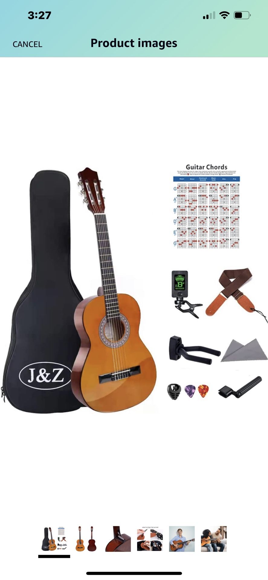 Beginner Classical Acoustic Guitars 36 Inch 3/4 Size Kids Junior Guitar Guitarra Acustica Soft Nylon Strings With Chord Poster Bag Strap Tuner Hanger 