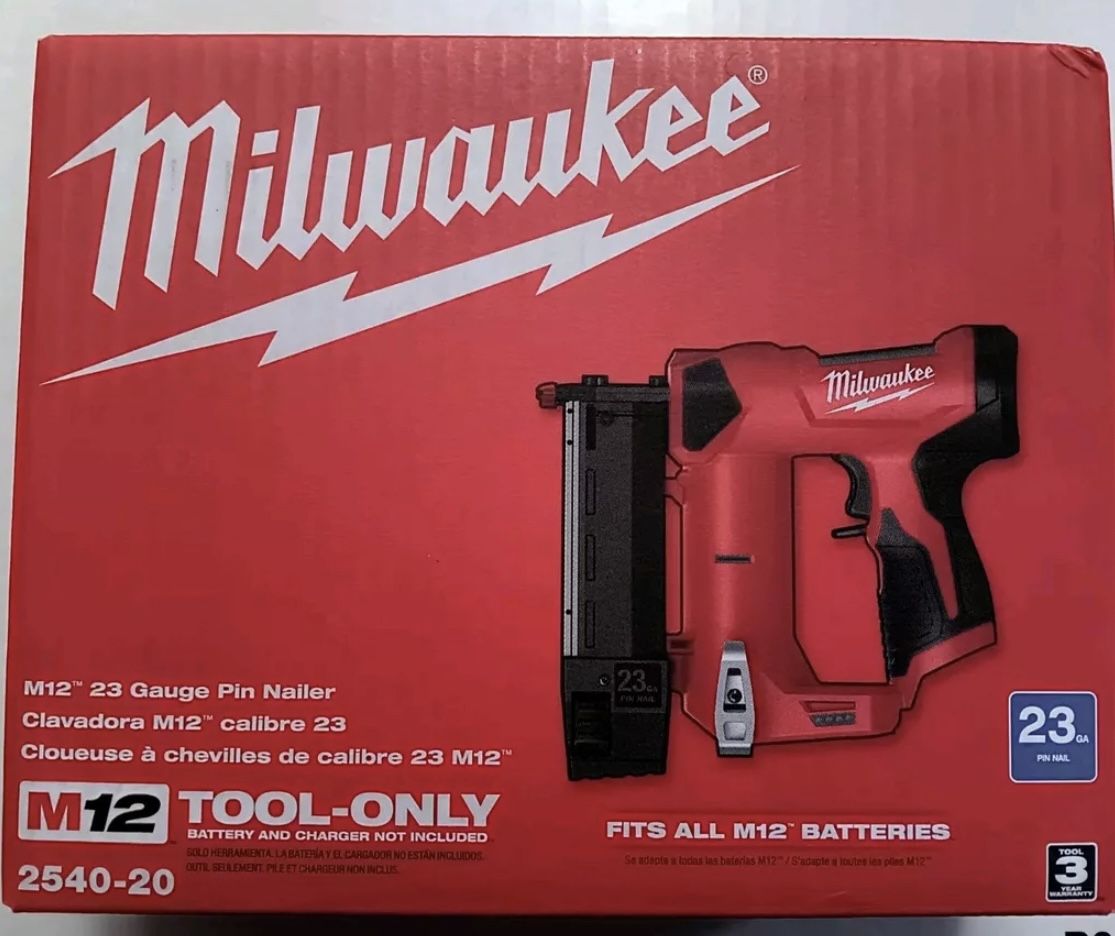 Milwaukee M12 Cordless 23-Gauge Pin Nailer (2540-20)