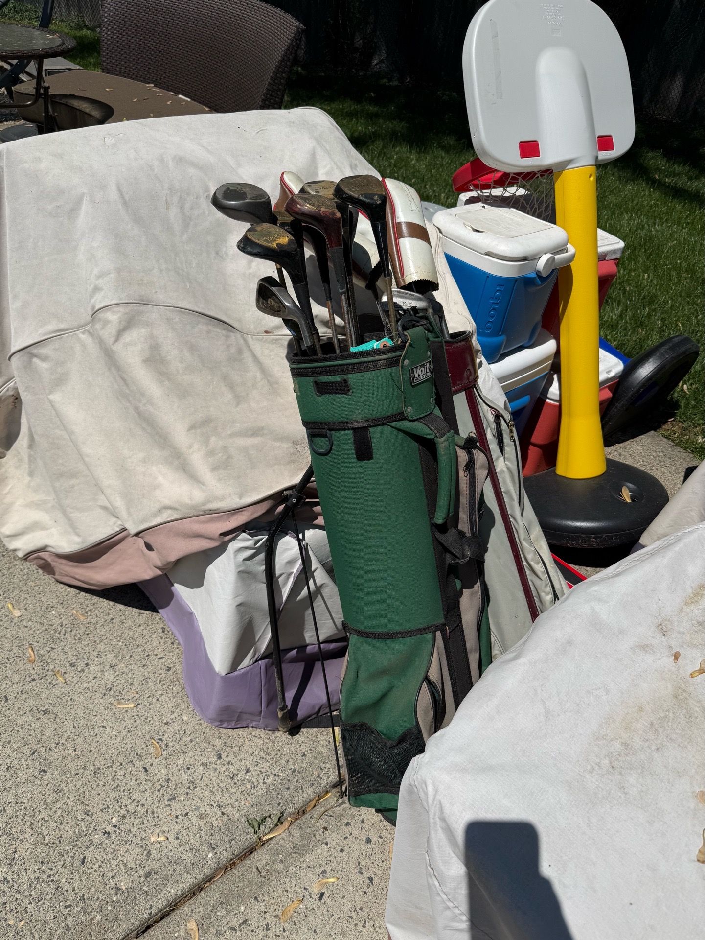 2 sets of vintage antique golf clubs and bags voit